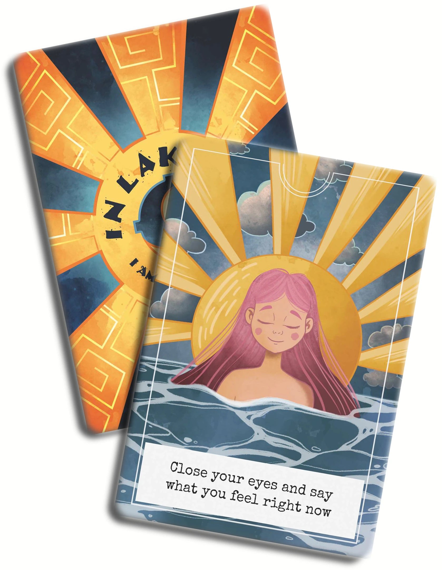 Two cards with a sun design and text on a white background